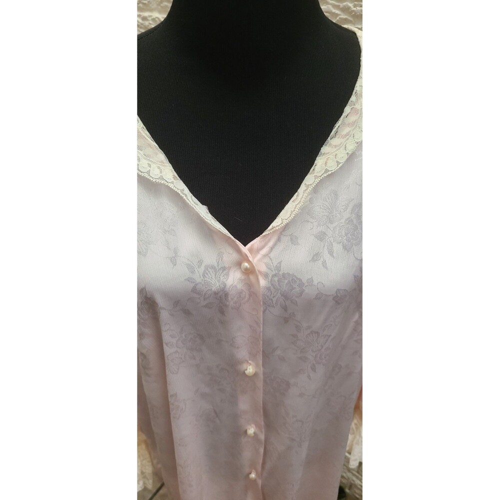 Moon Beams Women’s 1XL peachy Nylon with Embroidered Lace Nightgown Plus euc